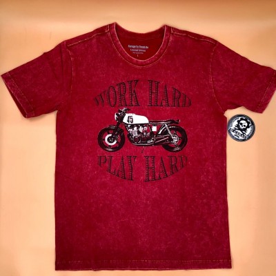 Áo thun cổ tròn cotton Work Hard Play Hard cao cấp