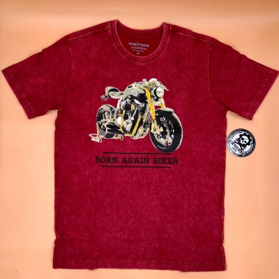 Áo thun cổ tròn cotton Born Again Biker cao cấp