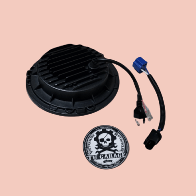 Đầu Đèn Pha LED Độ Xe Moto 2 Bóng Tròn, 2 Vạch, Viền Tròn To